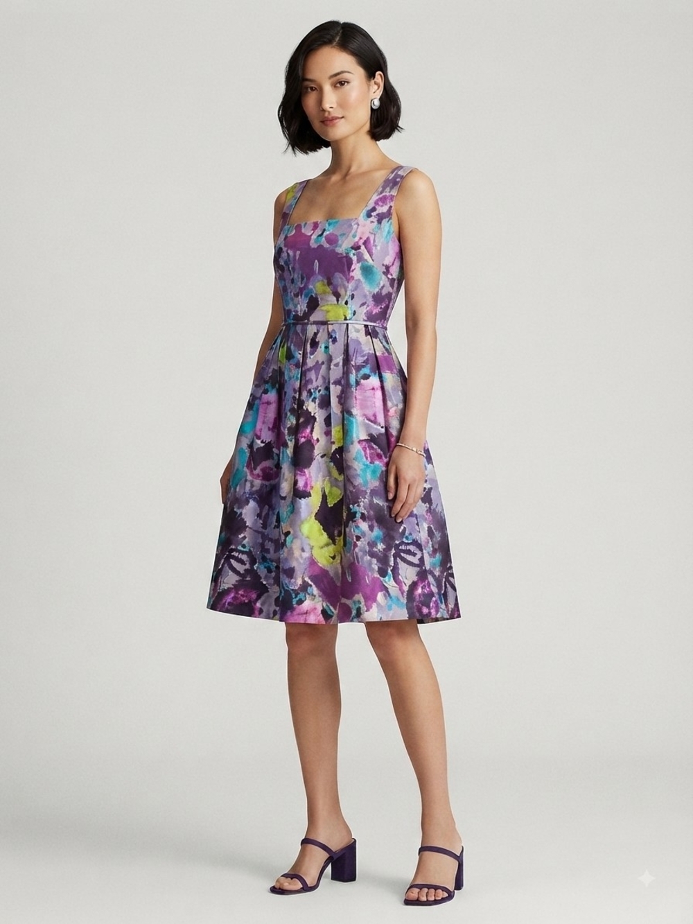 BB Dakota Floral Abstract Print Square Neck Mini Dress Size 4